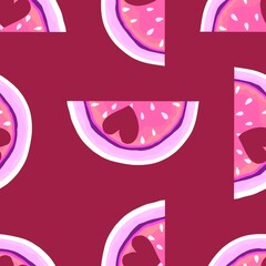 Winter hearts 14 February watermelon seamless valentines love pattern for wrapping paper and fabrics and linens and kids clothes print