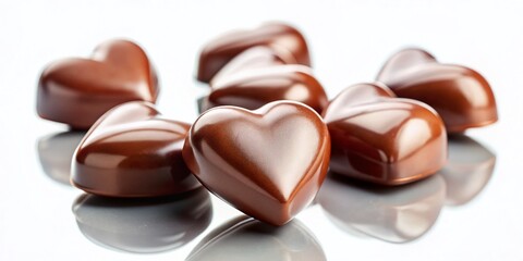 Heart-Shaped Chocolate Candies Isolated on White Background - Sweet Valentine's Treat