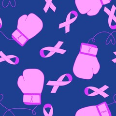 Breast cancer month seamless pink ribbon day mammogram pattern for wrapping paper and medical accessories