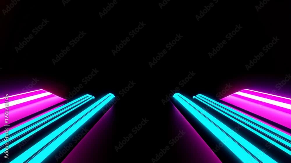 Sticker a vibrant neon tunnel with dynamic lights, creating a futuristic and immersive experience in digital