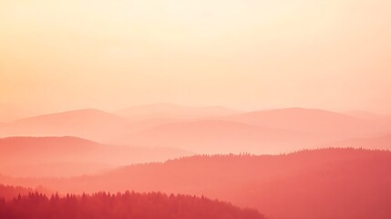 Obraz premium Serene Sunset Over Misty Mountain Ranges