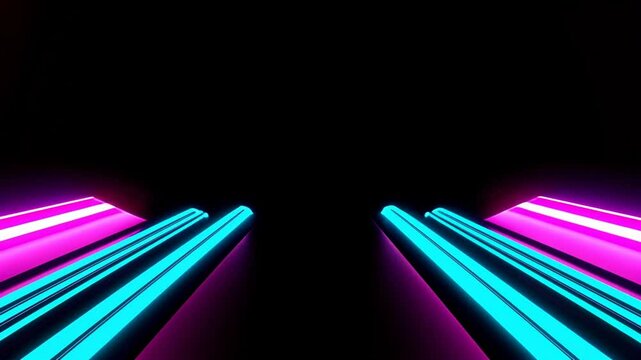 A vibrant neon tunnel with dynamic lights, creating a futuristic and immersive experience in digital space.