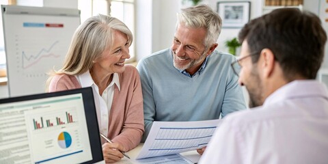 Obraz premium Professional financial planning consultation with senior retirees looking to optimize their savings