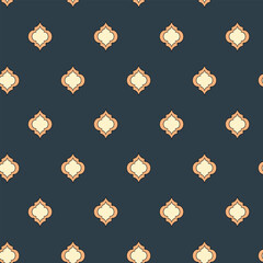 Fototapeta premium Arabic arabesque seamless pattern with colorful elements. Geometric background. Design greeting card for Ramadan Kareem, Islamic ornamental colorful detail of mosaic. Vector illustration.