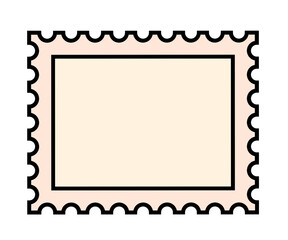 Postage stamp silhouette black outline ivory background horizontal isolated transparent background