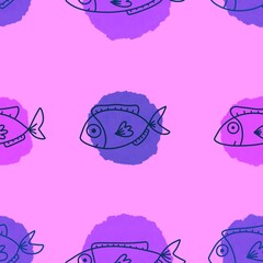 Ocean seamless fish pattern for wrapping paper and fabrics and linens
