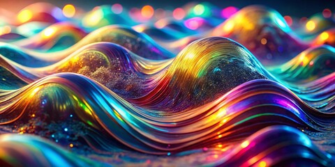 Obraz premium Holographic Wave Background: Abstract 3D Depth of Field Texture
