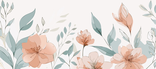 Simple floral print, simple spring colours vector background