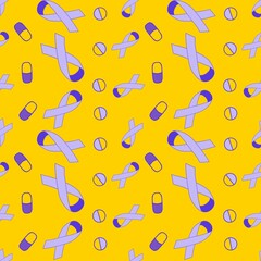 Breast cancer month seamless pink ribbon day mammogram pattern for wrapping paper and medical accessories