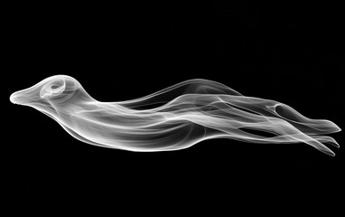 Ethereal smoke representation of a graceful bird in flight gliding through the air