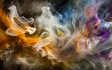 Obraz premium Colorful swirling smoke in abstract formation creating a mesmerizing visual experience in a dark background