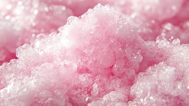 Pink ice dessert close-up, textured background, food photography