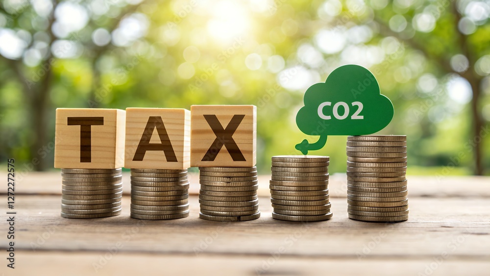 Aufkleber exploring the concept of carbon emission tax strategies for reducing environmental impact while prom