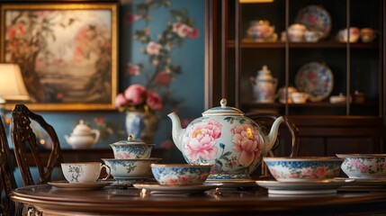 Fototapeta premium The traditional ancient Chinese hand - painted peony flowers