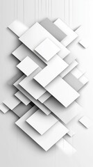Obraz premium Abstract white and gray geometric shapes layered to create a modern, minimalist design.