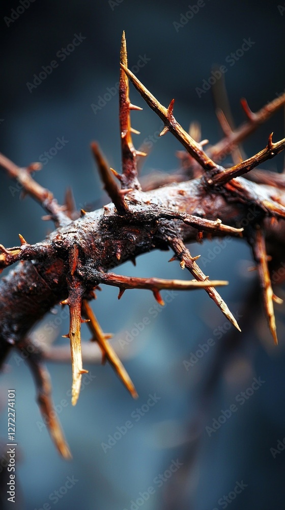Poster a striking display of a crown of thorns evokes emotions of struggle and resilience, set against a mo