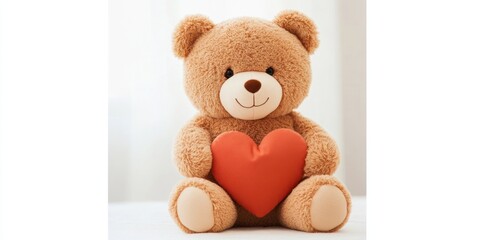 Brown Teddy Bear Holding a Red Heart