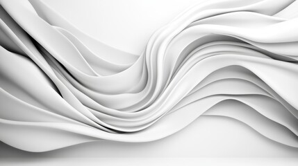Obraz premium Abstract white waves flowing seamlessly, creating a luxurious and elegant design.