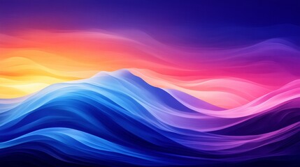 Obraz premium Vibrant abstract landscape with flowing, colorful waves. A surreal dreamscape of blues, purples, and oranges.