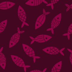 Ocean seamless fish pattern for wrapping paper and fabrics and linens