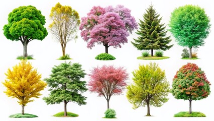 Fototapeta premium Isolated Majestic Trees: Charming & Beautiful Nature Photography for Design Projects