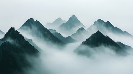 Misty Mountains Enveloped In Serene Cloudscape