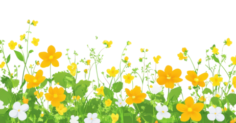 PNG Cute spring border flowers nature green.