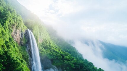 Explore Breathtaking Waterfall & Greenery in this Tranquil Nature Landscape - A Scenic Adventure and Photography Dream Destination