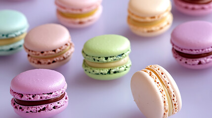 Obraz premium A row of pastries with different colors and flavors. generated using AI