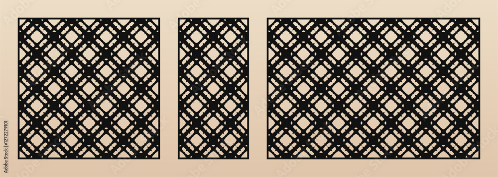 Aufkleber laser cut pattern. vector template with geometric ornament in oriental style, lattice, grid. stencil