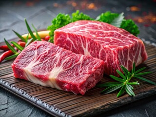 Fototapeta premium Japanese Wagyu Beef Texture Background: Rich Marbling & Exquisite Detail
