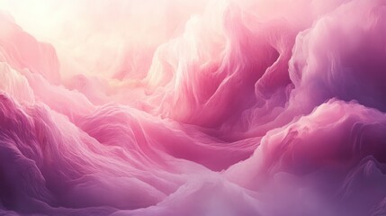 Fototapeta premium Pink surreal landscape, sunlit clouds, dreamy background, website banner