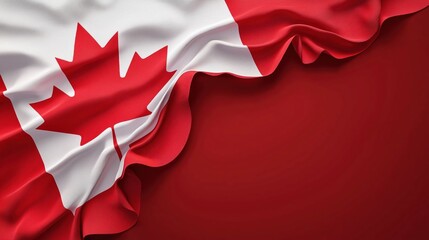 waving canadian flag on a light background