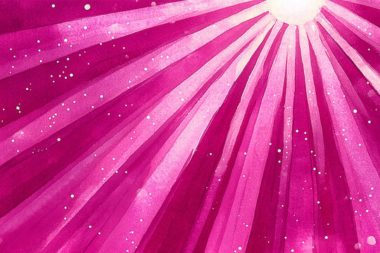 Vibrant pink rays of light radiating from a central point, creating a dreamy atmosphere with sparkles