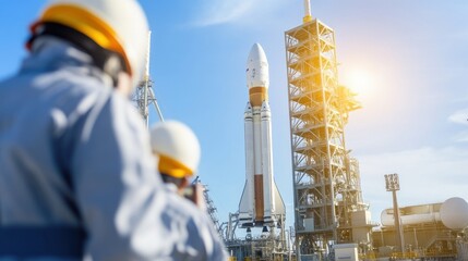 Innovative Aerospace Engineers Prepare Rocket Launchpad for Future Space Exploration and Technology Mission