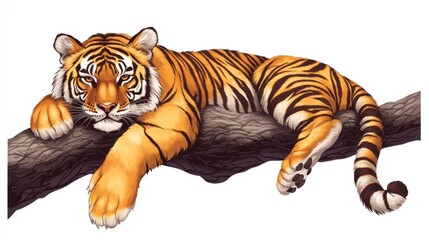 Obraz premium Majestic tiger lounging on a tree branch in nature