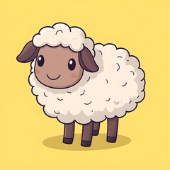 Cute Sheep in Simple Cartoon Design