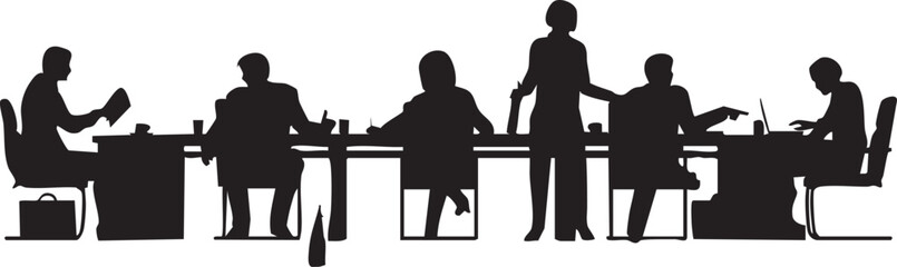 silhouette of people sitting at a table vector illustration Adobe Illustrator Artwork