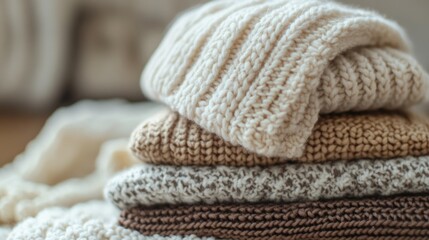 Cozy Knitwear Stack: Soft, Neutral Colors, Winter Textures
