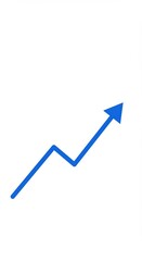 Blue arrow on white background representing growth and success symbol