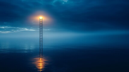 Obraz premium Highly detailed business concept: using a cinematic approach to depict success as a metaphorical ladder