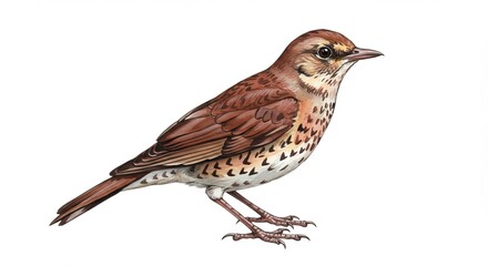 Fototapeta premium Colorful songbird illustration perched on white background