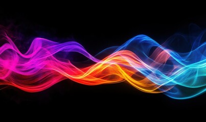 Obraz premium Abstract composition of flowing neon waves in vibrant colors, futuristic and artistic design, clean and colorful, sharp and vibrant