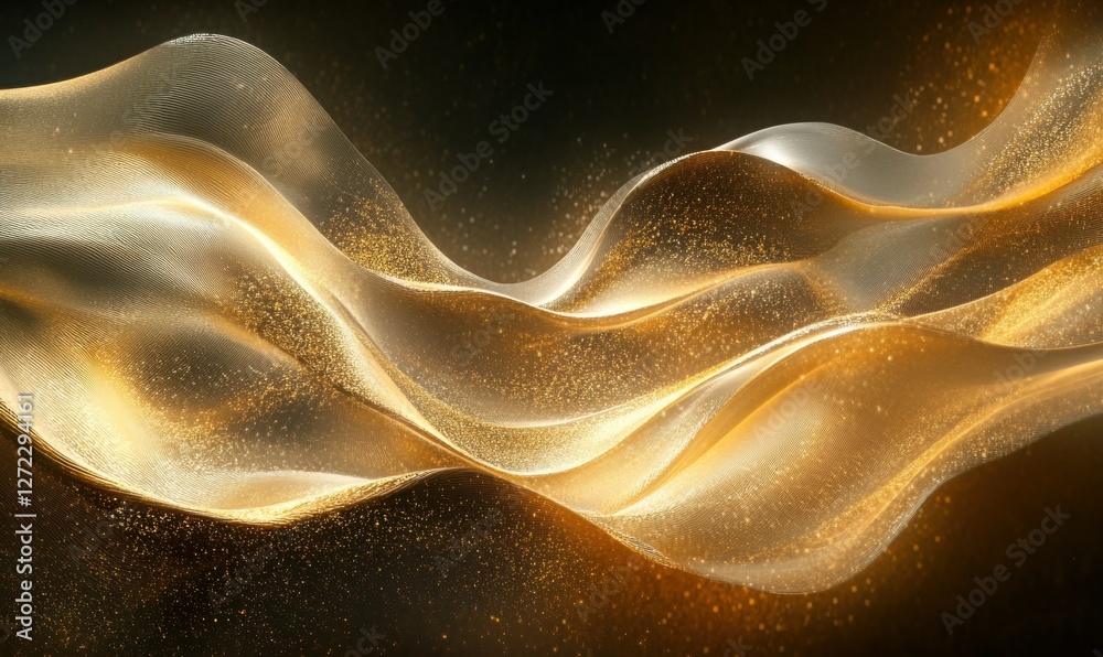 Wall mural abstract digital art of glowing particles flowing smoothly, futuristic design representing data stre