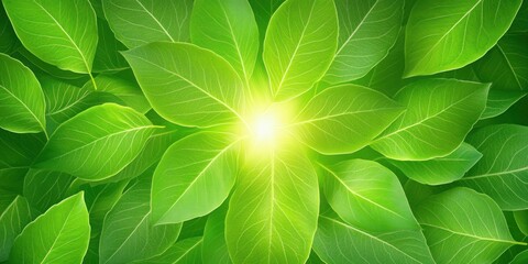 Vibrant Green Leaves Radiating Sunlight Energy