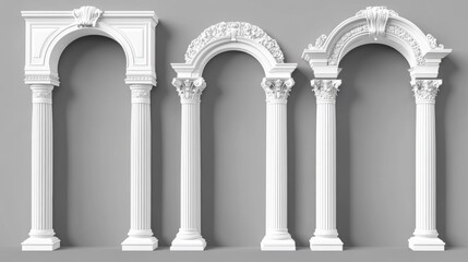 Naklejka premium Classic archway and pillars on neutral background. Possible use in architecture or design projects