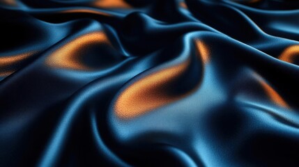 Obraz premium Close Up View Of Dark Blue And Gold Silk Fabric