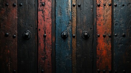 Rustic colorful wooden gate texture, detail, background, design