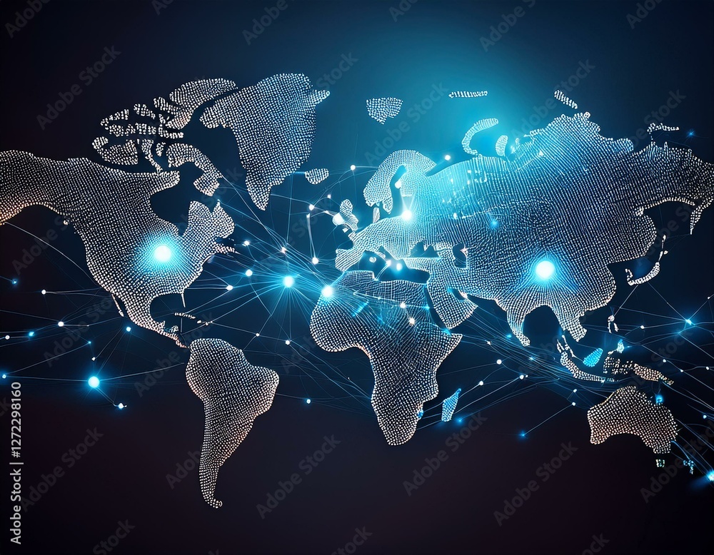 Poster global network connection. world map point and line composition concept of global business. generate