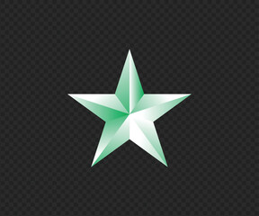 Obraz premium Green and white star vector isolated. Silver sparkle luxury design element isolated